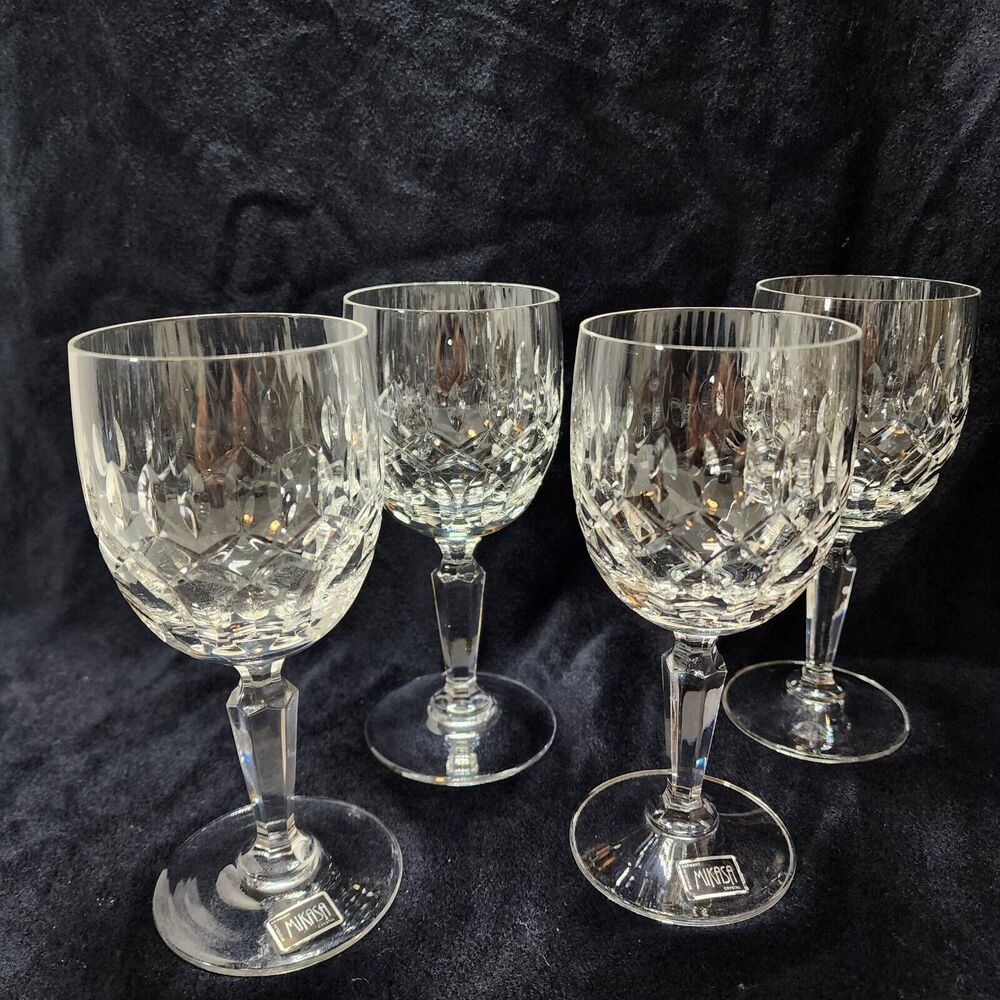 Mikasa Lyric Crystal Wine Glass 6.25 Goblet Set Of 4 Handblown (Older Cut)